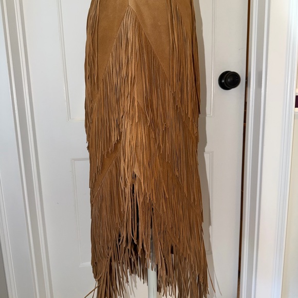 Intermix Fringed Suede light brown Skirt - Picture 3 of 4